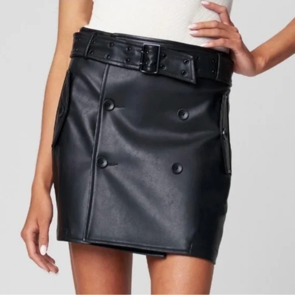 Anthropologie Blank NYC Faux Leather Black Mini Skirt NWT